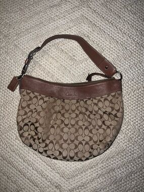 COACH  Signature Canvas Shoulder Bag in Brown/Tan